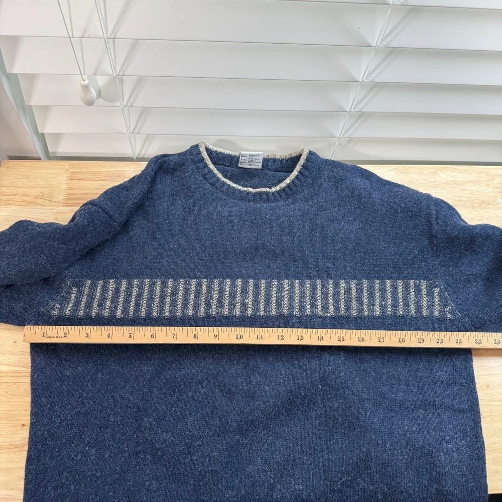 Columbia Sweater Men's Blue Wool Blend Knit Crew‎ Neck Pullover Winter Large VTG